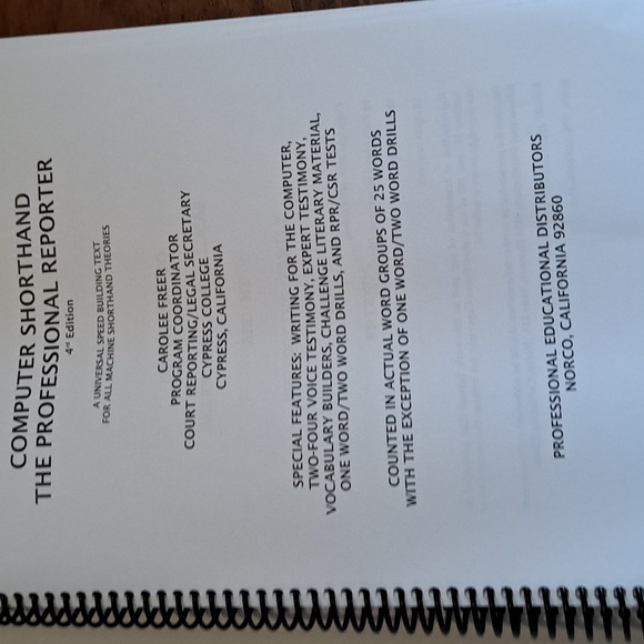 Computer shorthand the professional reporter 4th edition Carolee freer - Picture 4 of 4